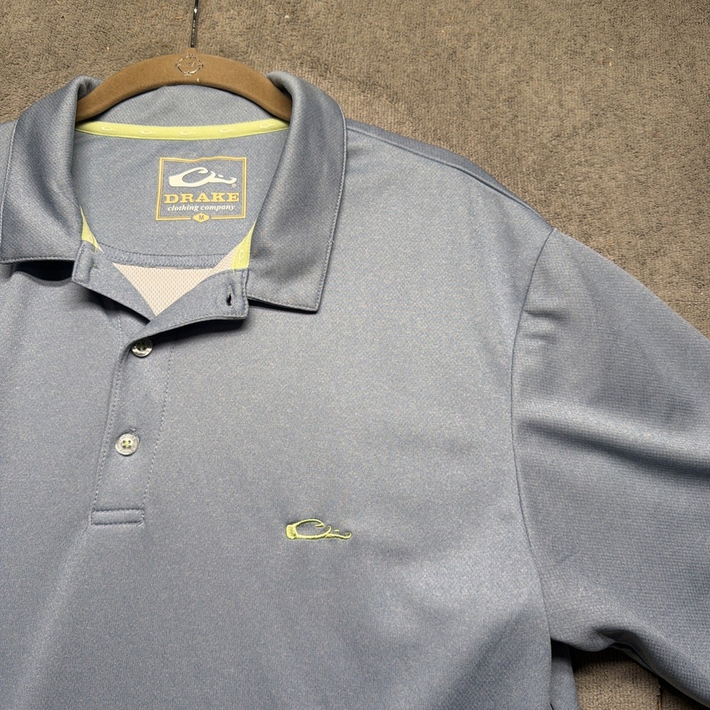 Drake‎ Men's Performance Polo Shirt Blue Short Sleeve Polyester Size Medium